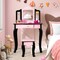 Pink Kids Vanity Table and Stool Set Tri-Folding Mirror MDF Leopard Print